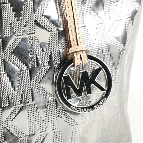 michael kors patent silver harware bag|Michael Kors silver purses.